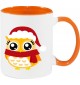Kindertasse Tasse, Eule Owl Weihnachten Christmas Winter Schnee Tiere Tier Natur, Tasse Kaffee Tee, orange