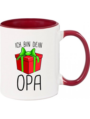 Kindertasse Tasse, Ich bin dein Geschenk Opa Weihnachten Geburtstag, Tasse Kaffee Tee, burgundy
