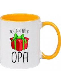 Kindertasse Tasse, Ich bin dein Geschenk Opa Weihnachten Geburtstag, Tasse Kaffee Tee, gelb