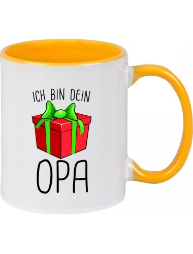Kindertasse Tasse, Ich bin dein Geschenk Opa Weihnachten Geburtstag, Tasse Kaffee Tee, gelb