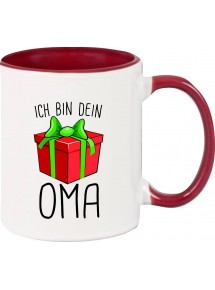 Kindertasse Tasse, Ich bin dein Geschenk Oma Weihnachten Geburtstag, Tasse Kaffee Tee, burgundy