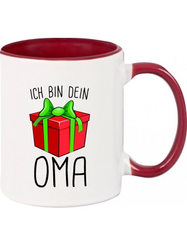 Kindertasse Tasse, Ich bin dein Geschenk Oma Weihnachten Geburtstag, Tasse Kaffee Tee, burgundy