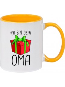 Kindertasse Tasse, Ich bin dein Geschenk Oma Weihnachten Geburtstag, Tasse Kaffee Tee, gelb