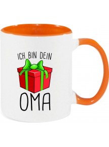 Kindertasse Tasse, Ich bin dein Geschenk Oma Weihnachten Geburtstag, Tasse Kaffee Tee, orange
