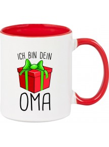 Kindertasse Tasse, Ich bin dein Geschenk Oma Weihnachten Geburtstag, Tasse Kaffee Tee, rot
