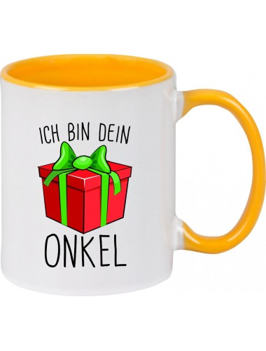 Kindertasse Tasse, Ich bin dein Geschenk Onkel Weihnachten Geburtstag, Tasse Kaffee Tee, gelb