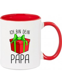 Kindertasse Tasse, Ich bin dein Geschenk Papa Weihnachten Geburtstag, Tasse Kaffee Tee, rot