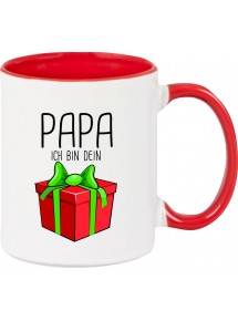 Kindertasse Tasse, Papa ich bin dein Geschenk Weihnachten Geburtstag, Tasse Kaffee Tee, rot