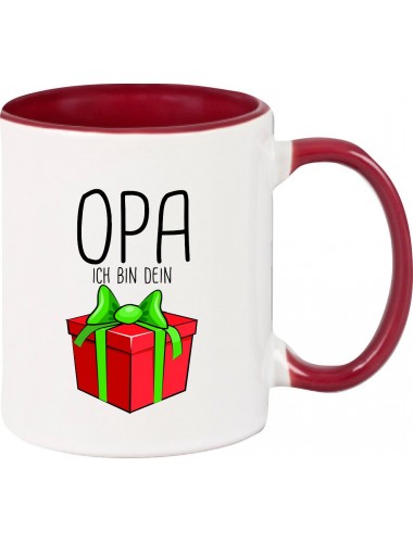 Kindertasse Tasse, Opa ich bin dein Geschenk Weihnachten Geburtstag, Tasse Kaffee Tee, burgundy