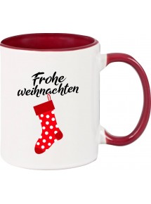 Kindertasse Tasse, Frohe Weihnachten Weihnachtssocke Merry Christmas, Tasse Kaffee Tee, burgundy