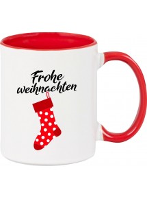 Kindertasse Tasse, Frohe Weihnachten Weihnachtssocke Merry Christmas, Tasse Kaffee Tee, rot