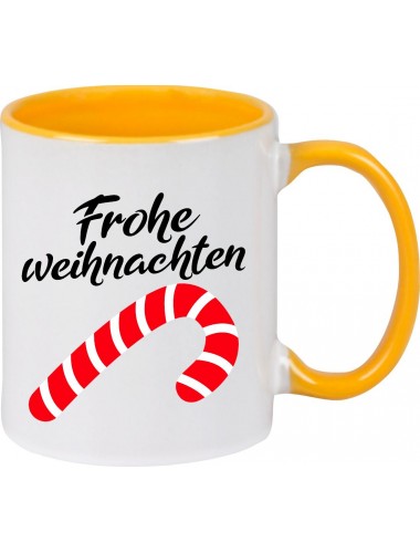 Kindertasse Tasse, Frohe Weihnachten Zuckerstange Merry Christmas, Tasse Kaffee Tee, gelb