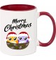 Kindertasse Tasse, Merry Christmas Eule Frohe Weihnachten, Tasse Kaffee Tee, burgundy