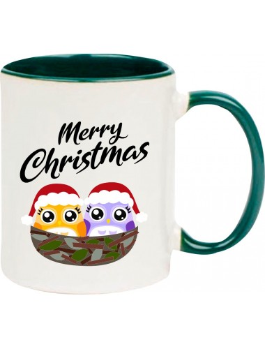 Kindertasse Tasse, Merry Christmas Eule Frohe Weihnachten, Tasse Kaffee Tee, gruen