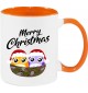 Kindertasse Tasse, Merry Christmas Eule Frohe Weihnachten, Tasse Kaffee Tee, orange