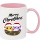 Kindertasse Tasse, Merry Christmas Eule Frohe Weihnachten, Tasse Kaffee Tee, rosa