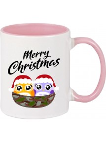 Kindertasse Tasse, Merry Christmas Eule Frohe Weihnachten, Tasse Kaffee Tee, rosa