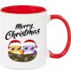 Kindertasse Tasse, Merry Christmas Eule Frohe Weihnachten, Tasse Kaffee Tee, rot