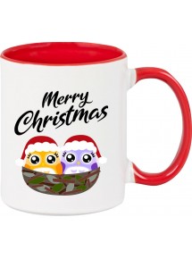 Kindertasse Tasse, Merry Christmas Eule Frohe Weihnachten, Tasse Kaffee Tee, rot
