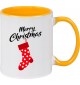 Kindertasse Tasse, Merry Christmas Weihnachtssocke Frohe Weihnachten, Tasse Kaffee Tee, gelb