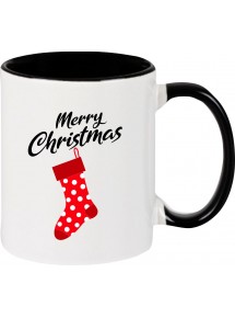 Kindertasse Tasse, Merry Christmas Weihnachtssocke Frohe Weihnachten, Tasse Kaffee Tee, schwarz