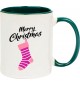 Kindertasse Tasse, Merry Christmas Weihnachtssocke Frohe Weihnachten, Tasse Kaffee Tee, gruen