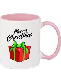 Kindertasse Tasse, Merry Christmas Geschenk Frohe Weihnachten, Tasse Kaffee Tee, rosa