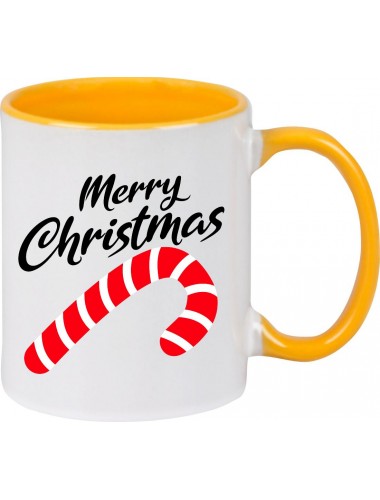 Kindertasse Tasse, Merry Christmas Zuckerstange Frohe Weihnachten, Tasse Kaffee Tee, gelb
