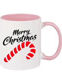 Kindertasse Tasse, Merry Christmas Zuckerstange Frohe Weihnachten, Tasse Kaffee Tee, rosa
