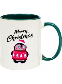 Kindertasse Tasse, Merry Christmas Pinguin Frohe Weihnachten, Tasse Kaffee Tee, gruen