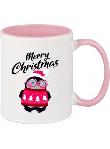 Kindertasse Tasse, Merry Christmas Pinguin Frohe Weihnachten, Tasse Kaffee Tee, rosa