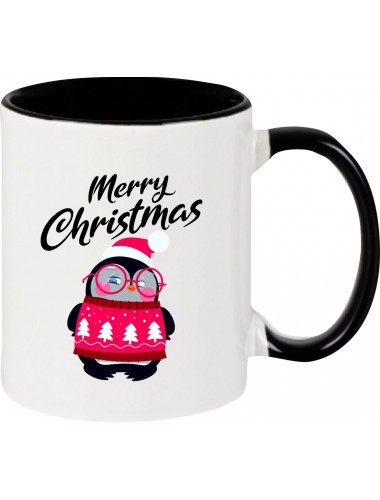 Kindertasse Tasse, Merry Christmas Pinguin Frohe Weihnachten, Tasse Kaffee Tee, schwarz