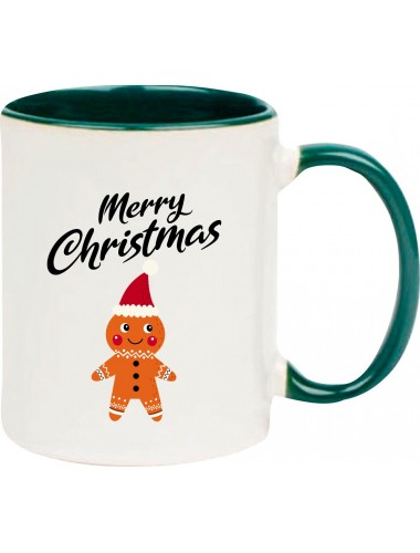 Kindertasse Tasse, Merry Christmas Lebkuchenmänchen Frohe Weihnachten, Tasse Kaffee Tee, gruen