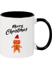 Kindertasse Tasse, Merry Christmas Lebkuchenmänchen Frohe Weihnachten, Tasse Kaffee Tee, schwarz