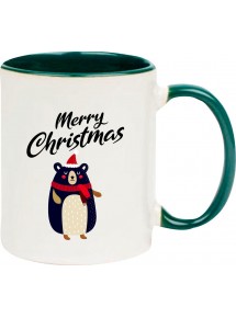 Kindertasse Tasse, Merry Christmas Bär Frohe Weihnachten, Tasse Kaffee Tee, gruen