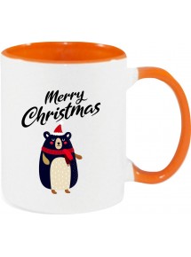 Kindertasse Tasse, Merry Christmas Bär Frohe Weihnachten, Tasse Kaffee Tee, orange