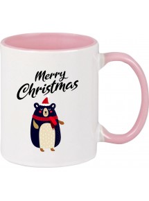 Kindertasse Tasse, Merry Christmas Bär Frohe Weihnachten, Tasse Kaffee Tee, rosa