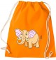 Kinder Gymsack, Elefant Elephant Tiere Tier Natur, Gym Sportbeutel, orange