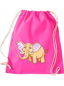 Kinder Gymsack, Elefant Elephant Tiere Tier Natur, Gym Sportbeutel, pink