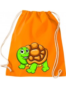 Kinder Gymsack, Schildkröte Turtle Tiere Tier Natur, Gym Sportbeutel, orange
