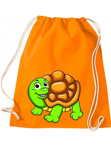 Kinder Gymsack, Schildkröte Turtle Tiere Tier Natur, Gym Sportbeutel, orange
