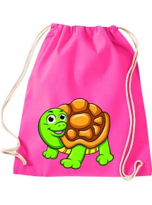 Kinder Gymsack, Schildkröte Turtle Tiere Tier Natur, Gym Sportbeutel, pink