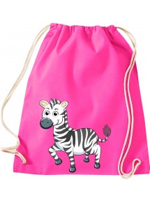 Kinder Gymsack, Zebra Tiere Tier Natur, Gym Sportbeutel, pink