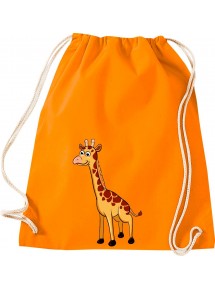 Kinder Gymsack, Giraffe Tiere Tier Natur, Gym Sportbeutel, orange