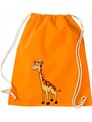 Kinder Gymsack, Giraffe Tiere Tier Natur, Gym Sportbeutel, orange