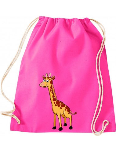 Kinder Gymsack, Giraffe Tiere Tier Natur, Gym Sportbeutel, pink