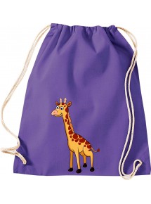 Kinder Gymsack, Giraffe Tiere Tier Natur, Gym Sportbeutel, purple