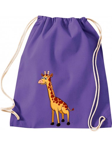 Kinder Gymsack, Giraffe Tiere Tier Natur, Gym Sportbeutel, purple