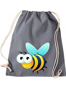 Kinder Gymsack, Biene Wespe Bee Tiere Tier Natur, Gym Sportbeutel, grau
