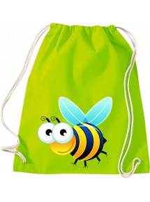 Kinder Gymsack, Biene Wespe Bee Tiere Tier Natur, Gym Sportbeutel, lime
